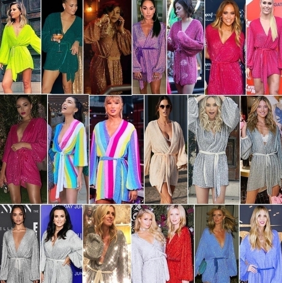 Retrofete Gabrielle Sequin Robe Wrap Silver Leopard Mini Dress NWT Size Medium - Picture 13 of 15